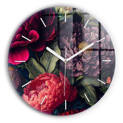 Wanduhr rund mit motiv Vintage Blumenstrauß