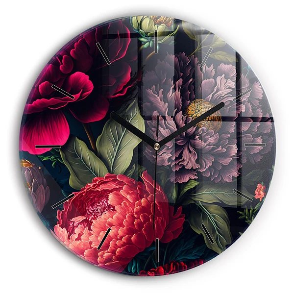 Wanduhr rund mit motiv Vintage Blumenstrauß