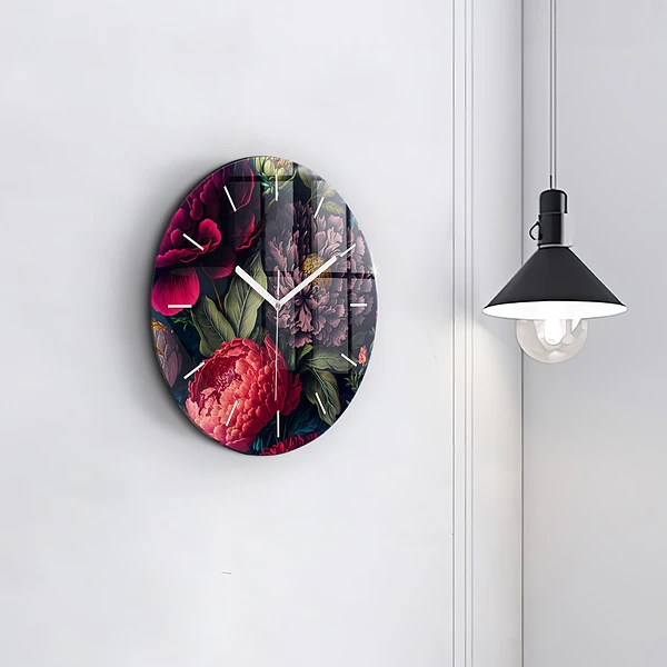Wanduhr rund mit motiv Vintage Blumenstrauß