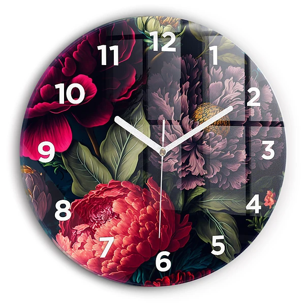 Wanduhr rund mit motiv Vintage Blumenstrauß