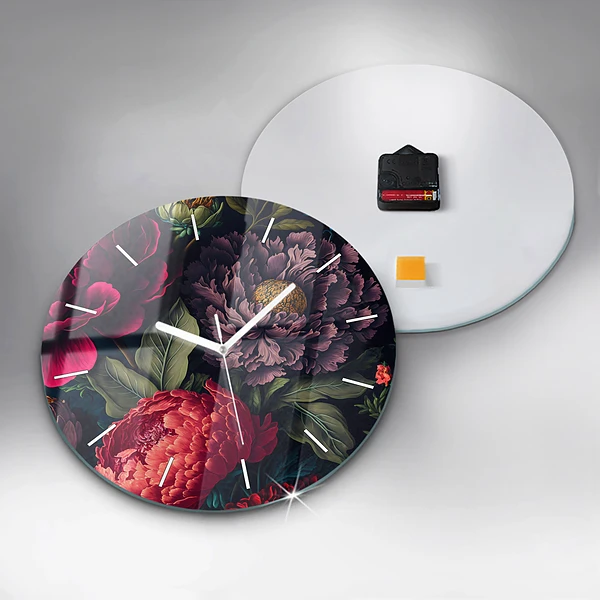 Wanduhr rund mit motiv Vintage Blumenstrauß
