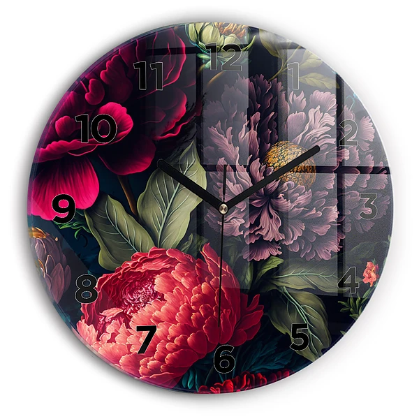 Wanduhr rund mit motiv Vintage Blumenstrauß