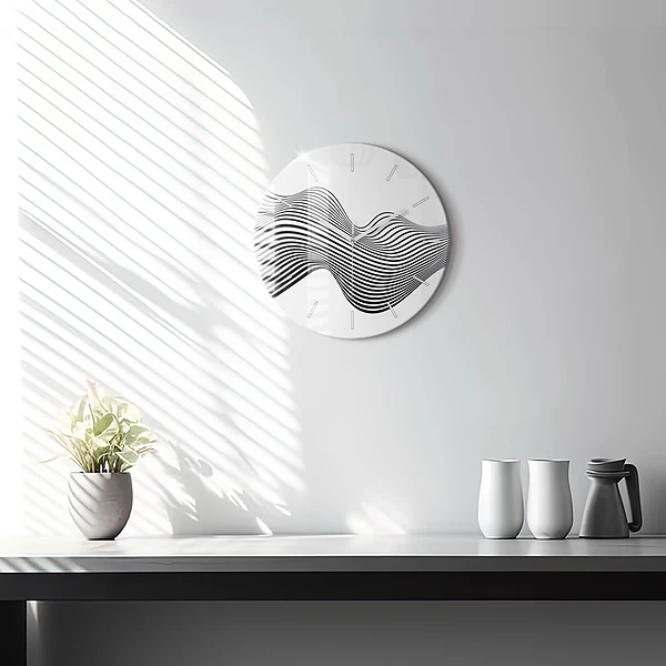 Wanduhr rund mit motiv Schwarz-weiße Kunst