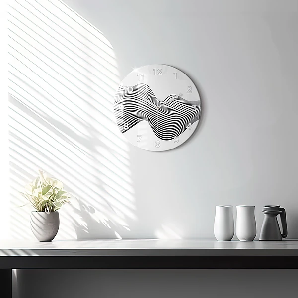 Wanduhr rund mit motiv Schwarz-weiße Kunst