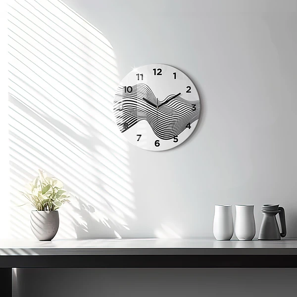 Wanduhr rund mit motiv Schwarz-weiße Kunst