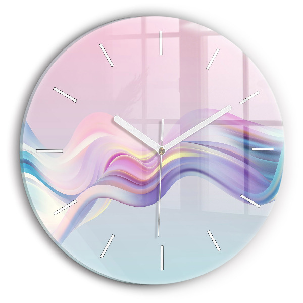 Wanduhr rund Pastell-Abstraktion von Wellen