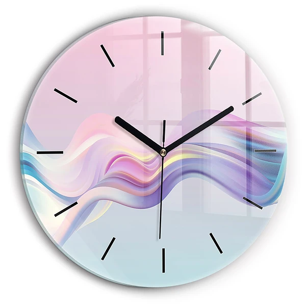 Wanduhr rund Pastell-Abstraktion von Wellen