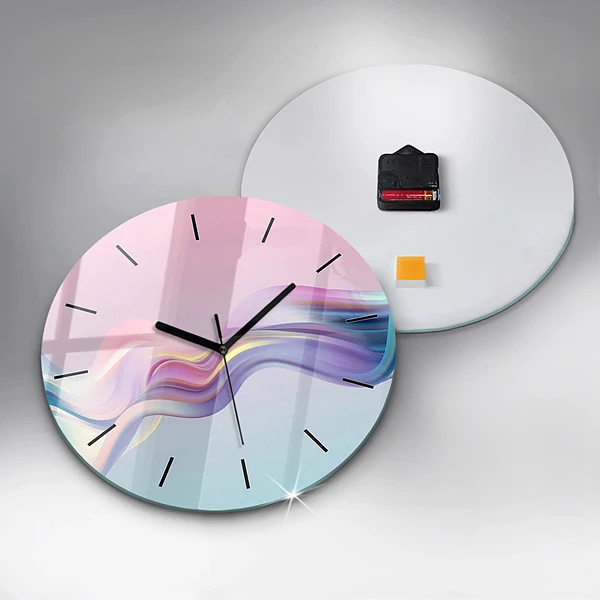 Wanduhr rund Pastell-Abstraktion von Wellen