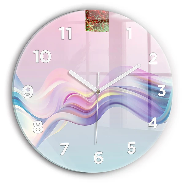 Wanduhr rund Pastell-Abstraktion von Wellen