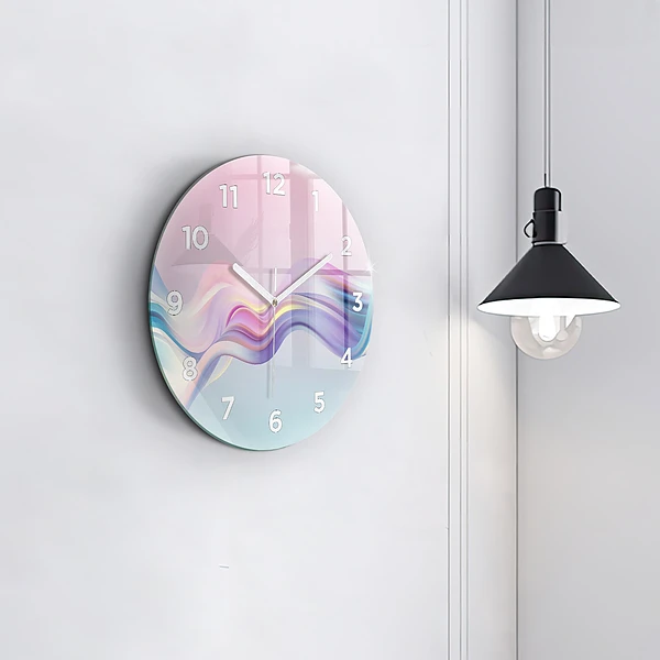 Wanduhr rund Pastell-Abstraktion von Wellen