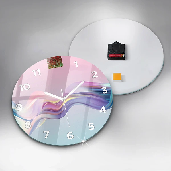 Wanduhr rund Pastell-Abstraktion von Wellen