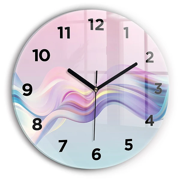 Wanduhr rund Pastell-Abstraktion von Wellen