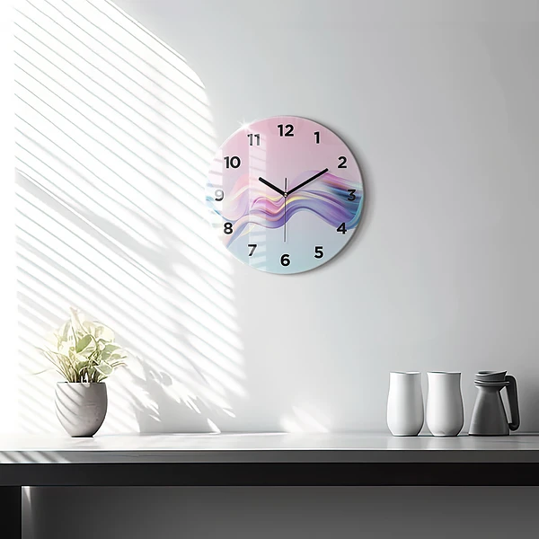 Wanduhr rund Pastell-Abstraktion von Wellen