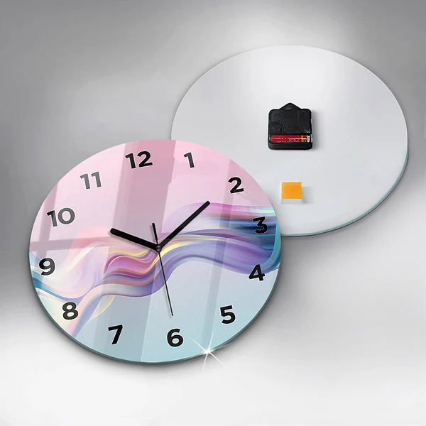 Wanduhr rund Pastell-Abstraktion von Wellen