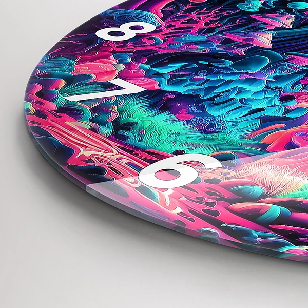 Wanduhr rund mit motiv Neon-Pilze