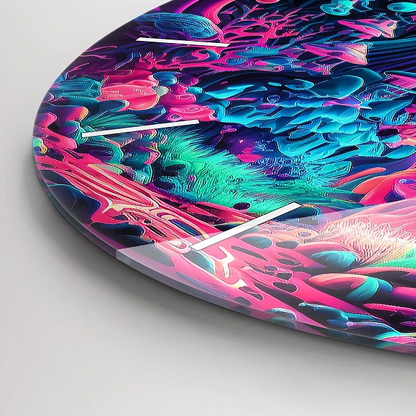 Wanduhr rund mit motiv Neon-Pilze