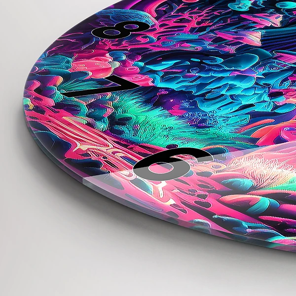 Wanduhr rund mit motiv Neon-Pilze