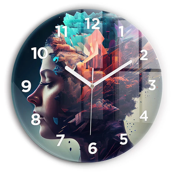 Wanduhr rund Emotionale abstrakte Frau
