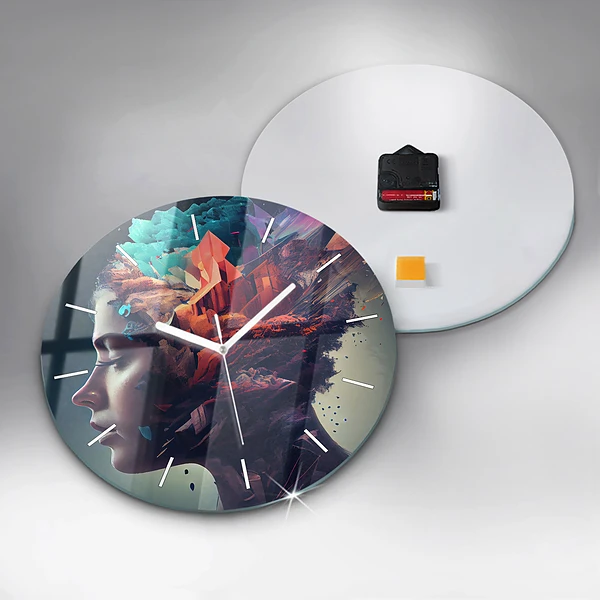 Wanduhr rund Emotionale abstrakte Frau