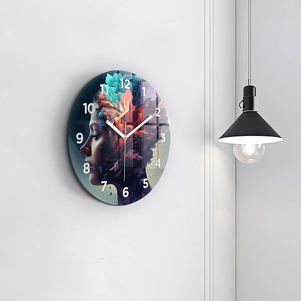 Wanduhr rund Emotionale abstrakte Frau