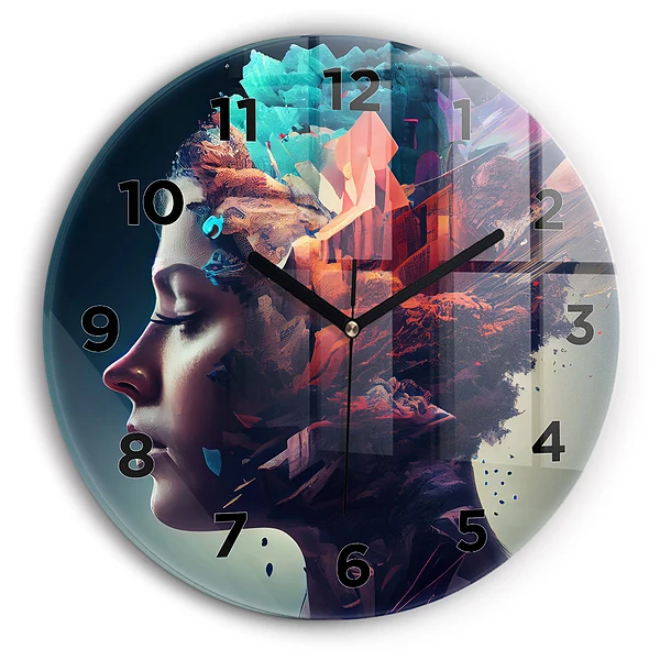 Wanduhr rund Emotionale abstrakte Frau