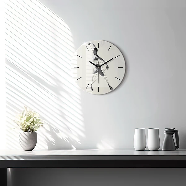 Wanduhr glas rund Abstrakte Tänzerin