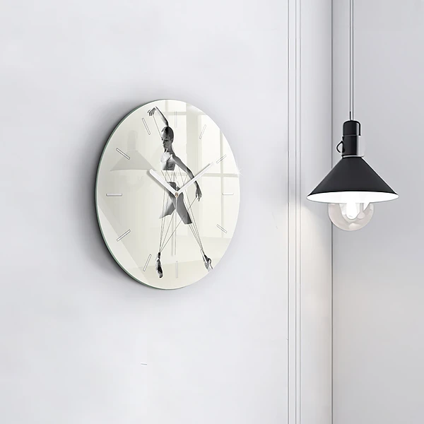 Wanduhr glas rund Abstrakte Tänzerin