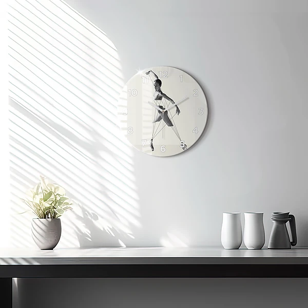 Wanduhr glas rund Abstrakte Tänzerin