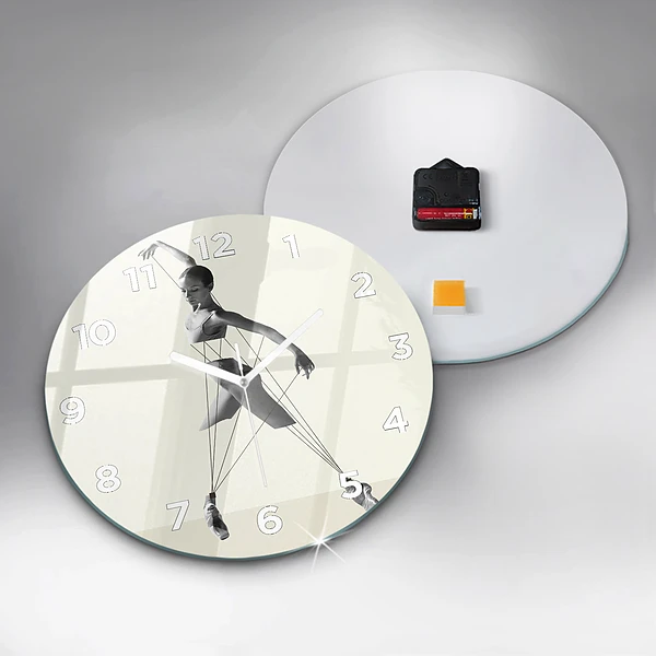 Wanduhr glas rund Abstrakte Tänzerin