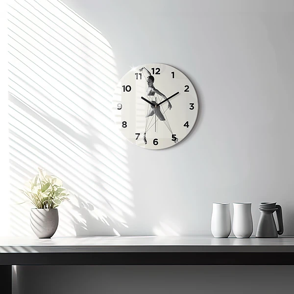 Wanduhr glas rund Abstrakte Tänzerin