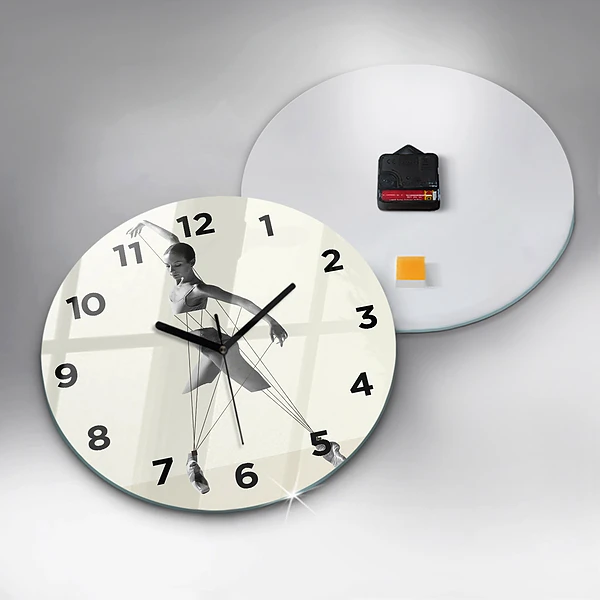 Wanduhr glas rund Abstrakte Tänzerin