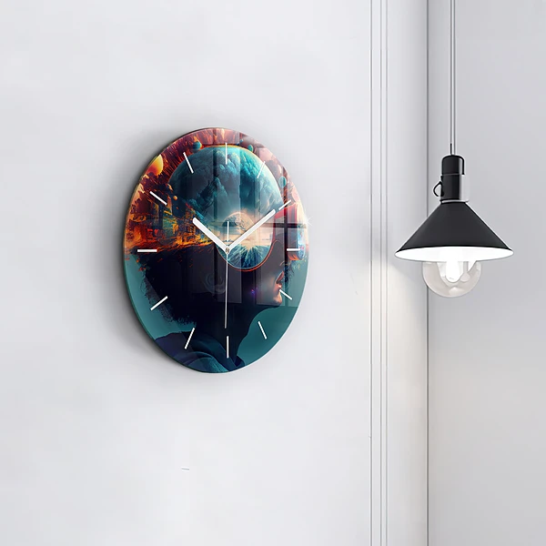 Wanduhr rund mit motiv Futuristische virtuelle Welt
