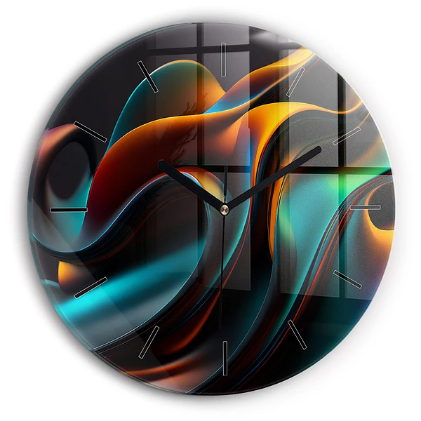 Wanduhr glas rund Futuristische Welle