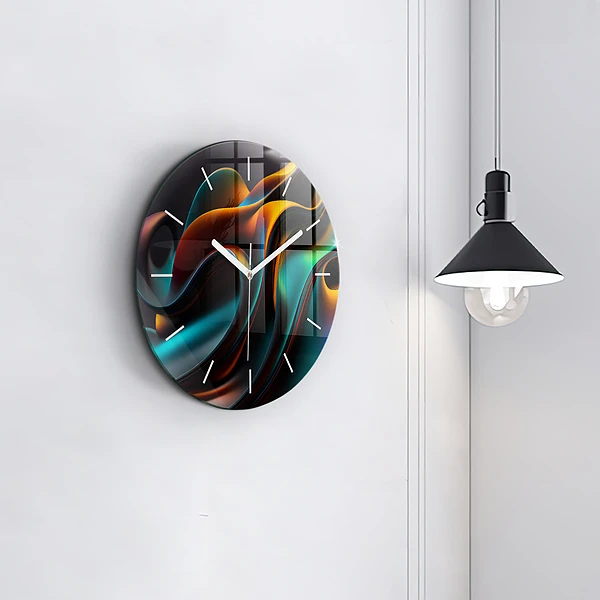 Wanduhr glas rund Futuristische Welle