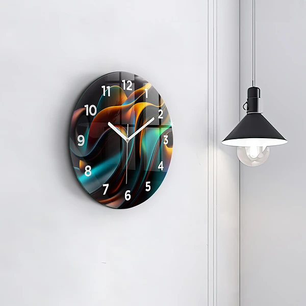Wanduhr glas rund Futuristische Welle