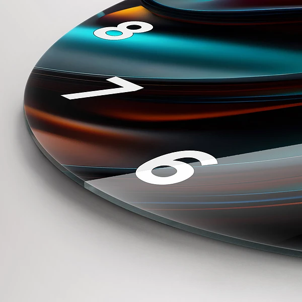 Wanduhr glas rund Futuristische Welle