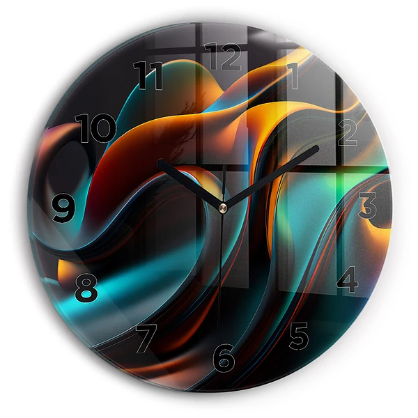 Wanduhr glas rund Futuristische Welle
