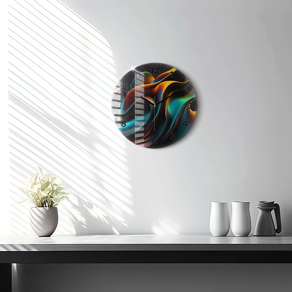 Wanduhr glas rund Futuristische Welle