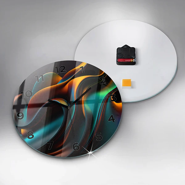 Wanduhr glas rund Futuristische Welle