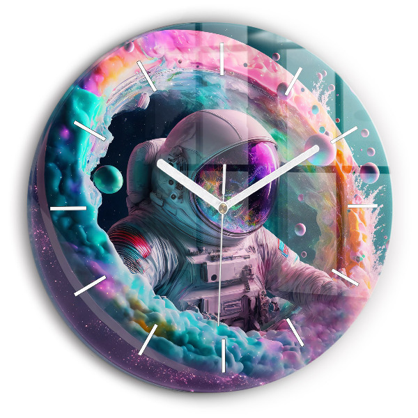 Wanduhr rund mit motiv Kosmonautenfarbene Wolken
