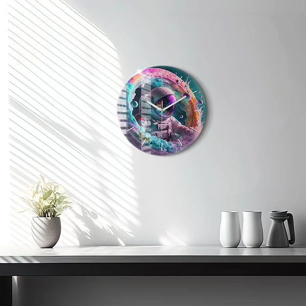 Wanduhr rund mit motiv Kosmonautenfarbene Wolken