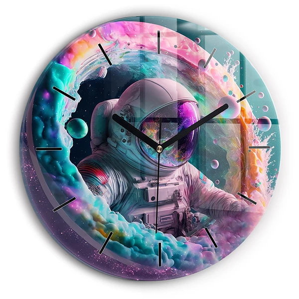 Wanduhr rund mit motiv Kosmonautenfarbene Wolken
