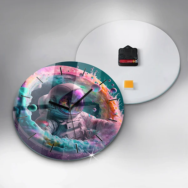 Wanduhr rund mit motiv Kosmonautenfarbene Wolken