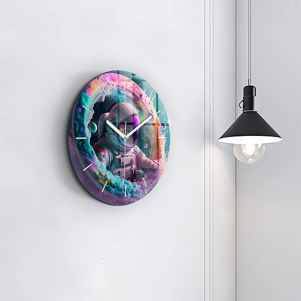 Wanduhr rund mit motiv Kosmonautenfarbene Wolken