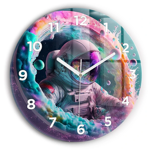 Wanduhr rund mit motiv Kosmonautenfarbene Wolken
