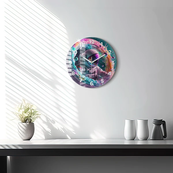 Wanduhr rund mit motiv Kosmonautenfarbene Wolken