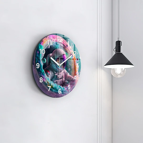 Wanduhr rund mit motiv Kosmonautenfarbene Wolken