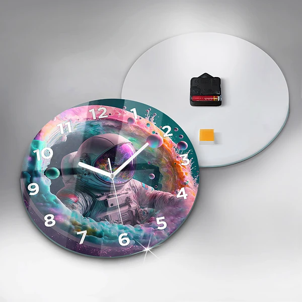 Wanduhr rund mit motiv Kosmonautenfarbene Wolken