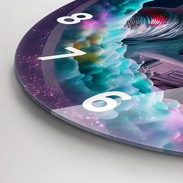Wanduhr rund mit motiv Kosmonautenfarbene Wolken