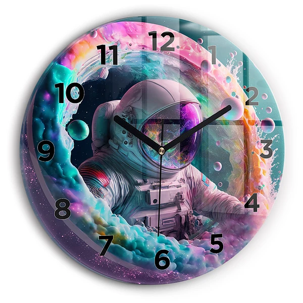 Wanduhr rund mit motiv Kosmonautenfarbene Wolken